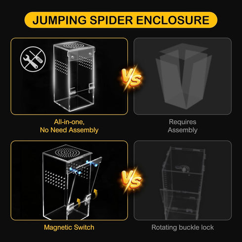 Jumping Spider Enclosure,Escape Proof Reptile Tank,Transparent Acrylic Complete Bug Habitat,Praying Mantis