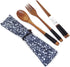 Honbay 3PCS Japanese Style Wooden Flatware Set with Retro Cloth Pouch for Travel or Daily Use