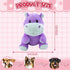 OraneeeO Plush Squeaky Toys for Dogs, Stuffed Hippo Toys with Crinkle to Keep Them Busy, Puppy Teething Toys for Indoor
