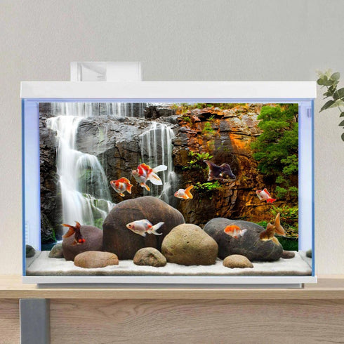 AWERT 30x18 inches Tropical Aquarium Background, Waterfall Terrarium Background, Mountain Lake Reptile Habitat
