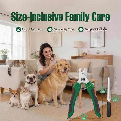 Trimmers Dog Nail Clippers with Nail File, Ergonomic Dog Nail to Avoid Over Cutting, Razor-Sharp Stainless Steel Blade