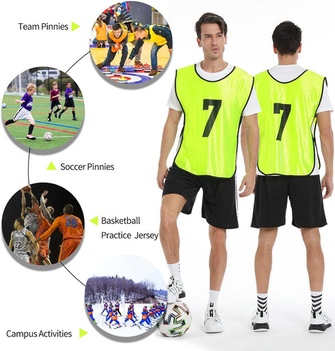 Scrimmage (12 Pack) Training Vest Team Sports Pinnies Jerseys for Adult Youth Soccer Bibs Numbered Practice Jerseys