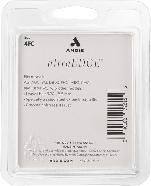 Andis 72625 Carbon-Infused Steel UltraEdge Dog Clipper Blade | Size-4 Skip-Tooth | 3/8-Inch Cut Length