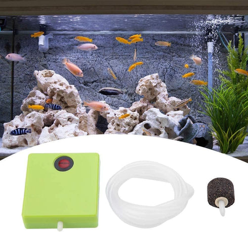 Oxygen Pump Aquarium Air Pump, Portable Dry Battery Operated Fish Tank Aerator with Air Stone and Tube