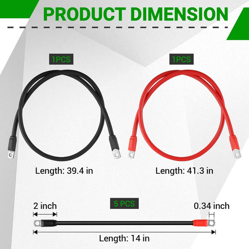 Heavy Duty Golf Cart Battery Cables, 7 PCS 4 Gauge Pure Copper Wiring for Club Car DS & Precedent 1994-up 48 Volt