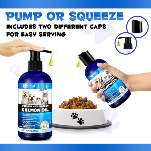 Omega 3 Fish Oil for Dogs, 8.8 FL.OZ Salmon Oil Supplement for Skin and Coat, EPA + DHA, Golden