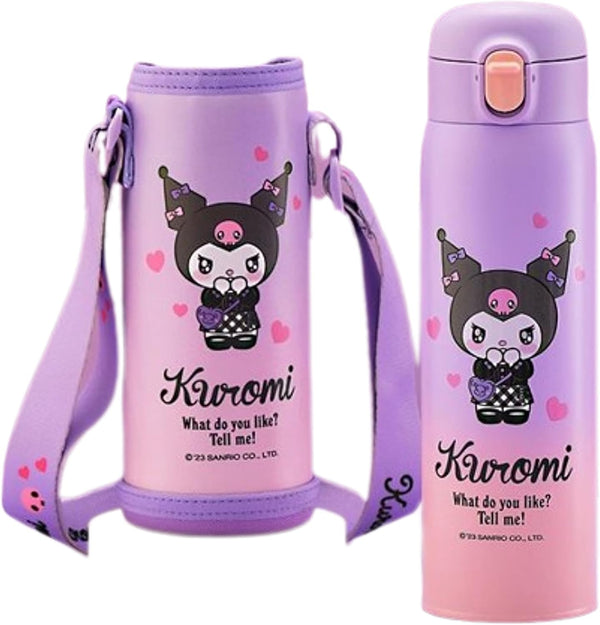 Kuromi Stainless Steel Insulated Water Bottle with Bag, 480ml
