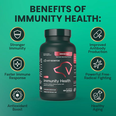 Immunity Immune Immune 120 Count VetriScience Health Easy-Open Capsules, Plus Supplement for Medium and Large Breed