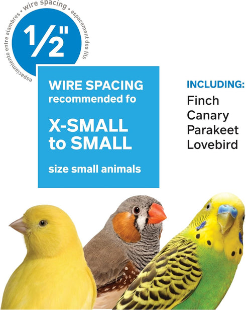Prevue Pet Products Flat Top Economy Cage, Blue Plastic Base, for Parakeet and Small Birds