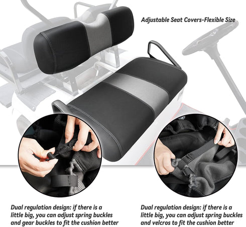 Golf Cart Front Seat Covers Fit EZGO TXT 1994-2013, Washable Breathable Adjustable Seat Cover