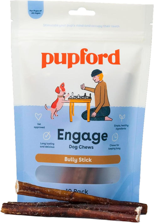 Pupford Thick Bully Sticks for Dogs & Puppies, Smoked, Natural, Long-Lasting, 6", 10 Count