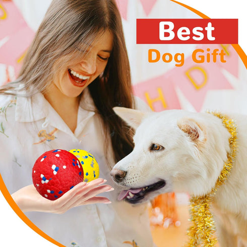 2 Pack Dog Balls, Upgraded Indestructible Toys for Aggressive Chewers, Tough Bouncy Tennis Balls for Large Breeds