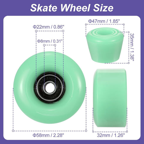 PATIKIL 8 Pack Roller Skate Wheels, 58mmx32mm Quad Wheels with ABEC-9 Bearing, 82A PU Skate Wheels