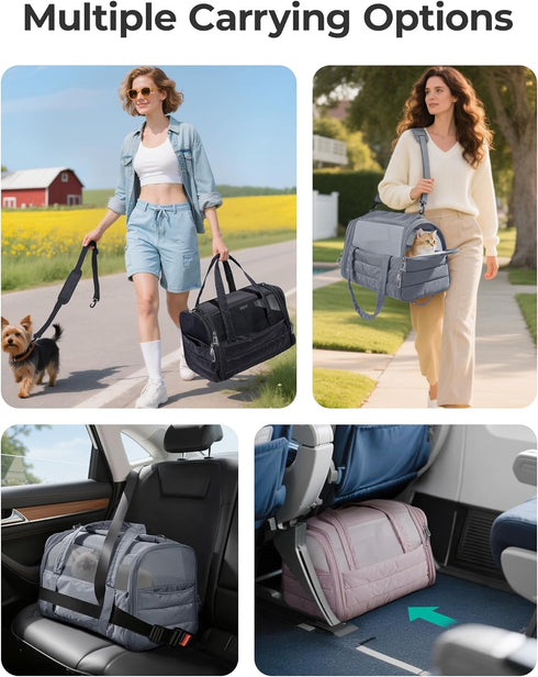 20 Lbs BAGSMART Cat Carrier: Soft-Sided Pet Carrier for Small Medium Cats Dogs Puppy Quilted Collapsible Puffy Travel
