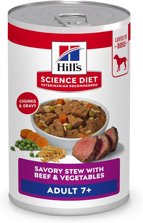 Hill's Science Diet Adult 7+ Wet Dog Food, Beef & Vegetables, 12.8