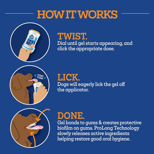 Twist + Lick Dental Treat for Dogs, Chicken Flavor Dental Gel for Teeth and Gums, Freshens Breath
