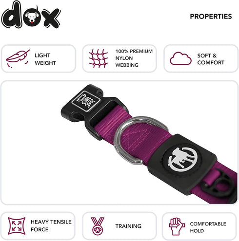 DDOXX Nylon Dog Collar, Strong and Adjustable, M (Purple), Blueberry Pet Dog Collar