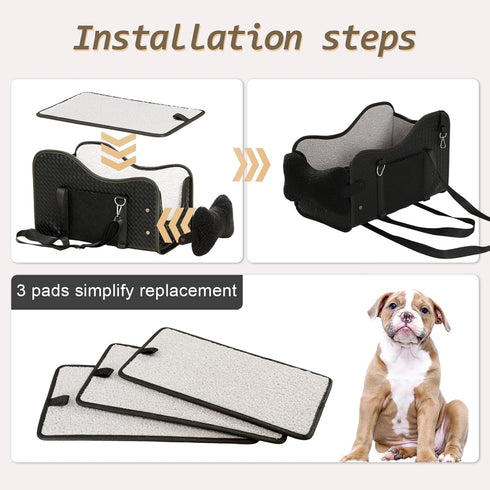 Volodya 15 lbs 2 Summer/Winter Dog Car Seat for Small/Medium Dogs Under with Replaceable Dual-Sided Cushions, Portable