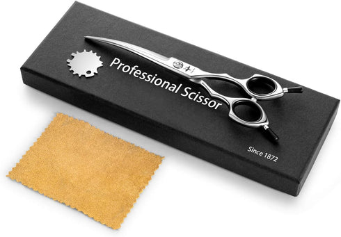 PURPLEBIRD 6.5 Inch Downward Curved Dog Grooming Scissors, Professional Safety Blunt Tip, Japanese Stainless Steel