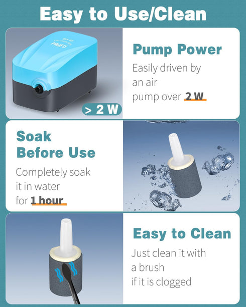 Pawfly 12 Pack Aquarium Air Stone Cylinder Bubble Diffuser Tool for Nano Air Pumps, Small Buckets, and Fish Tanks