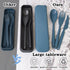Reusable Utensil Set with Case, 2 Sets Large Portable Plastic Spoons Fork Knife Camping Utensils Silverware for Lunch Box Accessories for Kids Adults Travel Picnic Camping Daily Use(Blue, Black) by Lnrkai