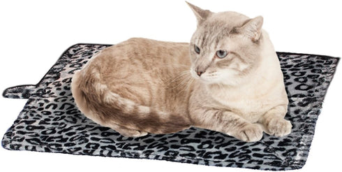 Cat Bed - Purrfect Thermal Cat Mat - Gray Leopard Prints