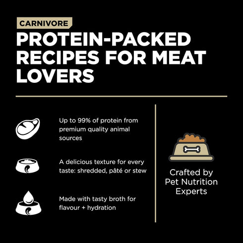 GO! SOLUTIONS Carnivore Protein Rich Wet Dog Food, Grain Free Shredded Lamb and Wild Boar, Complete Nutrition, 12.5 oz