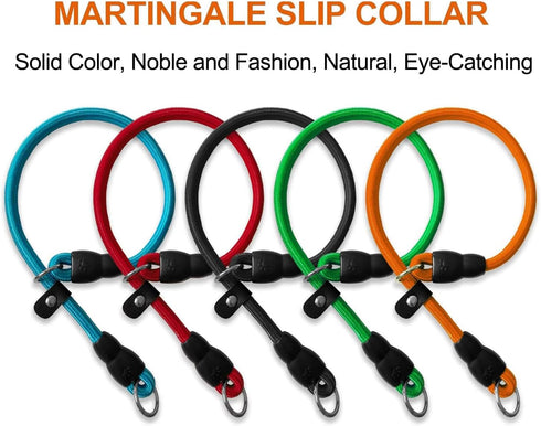 Slip Collar, Dog Choker Collar, Nylon Training Collar with Slidable Stopper for Small Medium Large Dogs