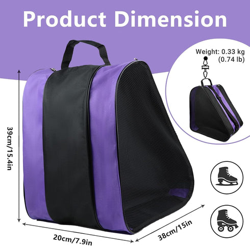 Skate Bags, Breathable Ice Skating Bag for Roller Skates or Inline Skates, Oxford Cloth Accessories for Kids, Men, Women