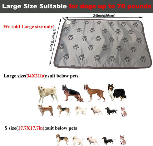 Indoor Dog Heating Pad for Large Dogs, Waterproof Pet Heated Mat, Easy Clean, Cat Heating Pad for Outdoor Dog House