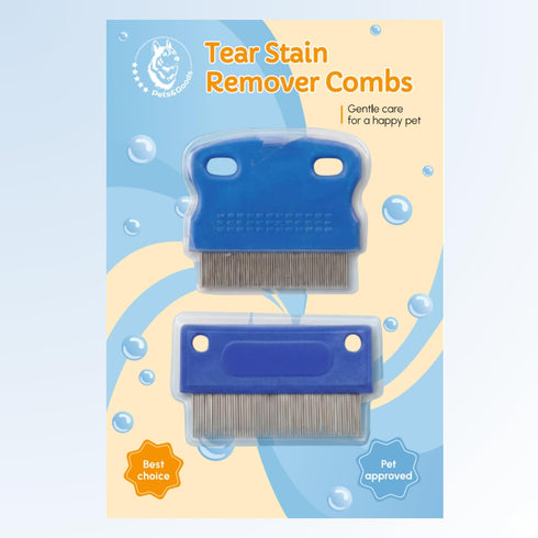 Set Pack 2 Pets&Goods Tear Stain & Flea Remover Comb for Dogs & Cats Stainless Steel Eye Grooming Tool for Stains