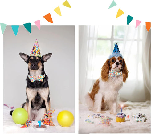 Unique Style Paws Birthday Dog Collar, Soft Cute Bow Tie, Durable Adjustable Pet Collar for X-Large Dogs