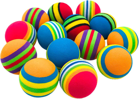 PET SHOW 15pcs Colorful Rainbow Soft Foam Interactive Cat Toy Balls for Indoor Cats & Small Dogs Quiet Playing