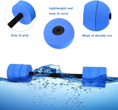 Hikeen Aquatic Exercise Dumbbells - Water Dumbbell Pool Resistance Barbells with 4 High-Density EVA Foam Weights