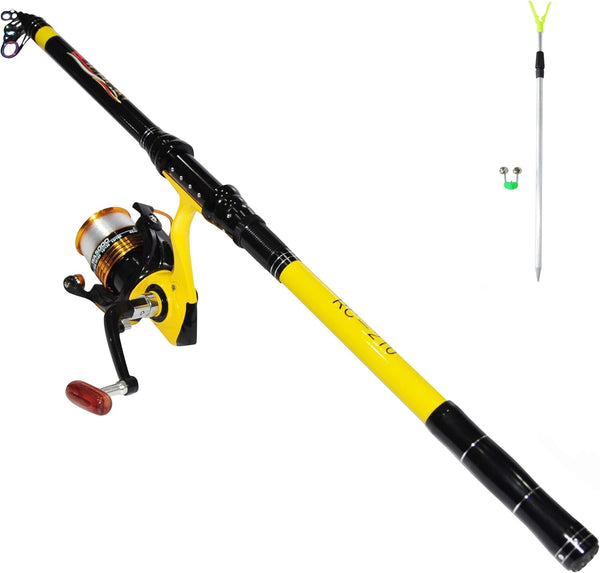 Fishing Rod and Reel Combo, Medium Heavy Telescopic Rod Kits for Adults, 22lb Line Pre-spooled with Spinning Reel
