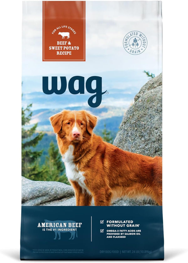 Amazon Brand - Wag Dry Dog Food Beef & Sweet Potato, Grain