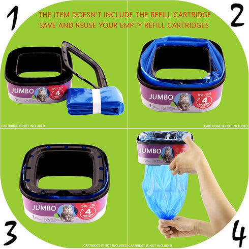 Jumbo 3-Pack Cat Litter Refill Bags, Compatible with Litter Cat Genie Standard Pail, Plus and XL+ Pail