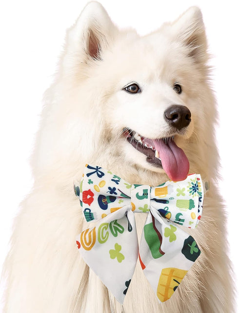 St. Patrick's Day Dog Collar with Bow Tie, Irish Shamrock Clover Collar for Small Medium Large Pets, Medium Size