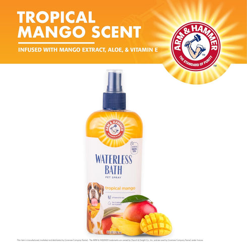 Arm & Hammer for Pets Waterless Bath Spray for Dogs, 8oz Mango Scent, Professional Quality Grooming Spray