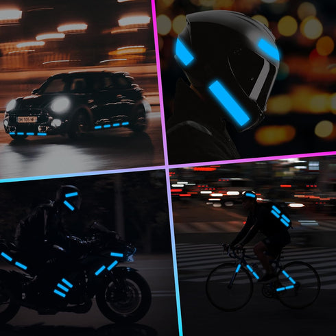 LOOM Reflective Stickers Kit (6pcs Brilliant-Blue) for Nighttime Safety, Waterproof Self-Adhesive Decals