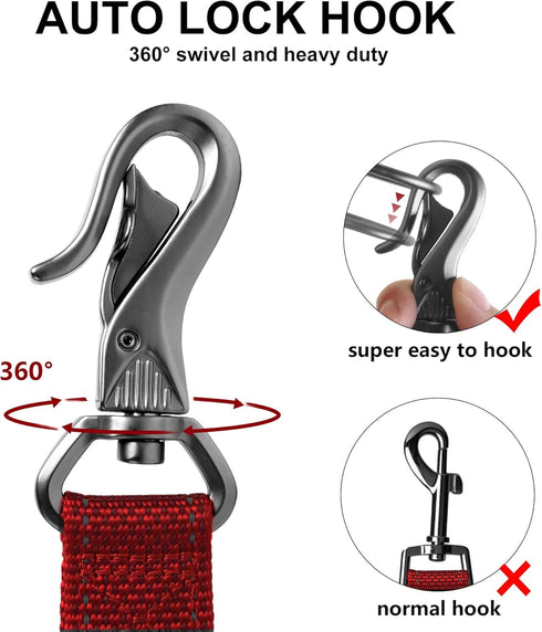 TwoEar 6FT Strong Red Dog Leash with 2 Padded Handles, Traffic Handle for Extra Control for All Dog Sizes
