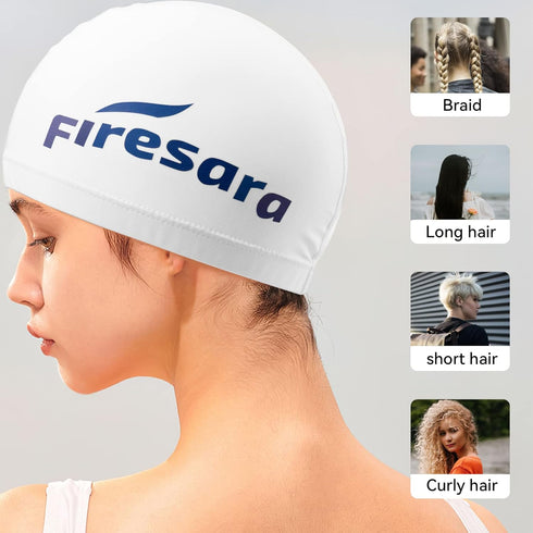 Firesara Fabric Swim Cap, High Elasticity Swimming Cap for Long Short Hair, One Size for Women Kids