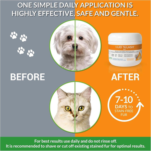 (60 I-LID N LASH Vet Dog Eye Wipes - Tear Stain Preventer for Dogs Wipes) | Prevents Puppy Tear Stains with Hyaluronan