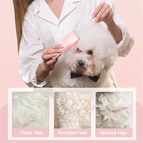 Dog Cat Home Hair Clipper, Portable Electric Grooming Kits, Pink, TS006