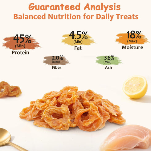 10.6oz Chicken Rings Dog Treats, Real Chicken Jerky Rawhide-Free Soft Chews, Natural High Protein Limited Ingredient