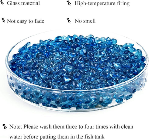 2 Pounds Landscape Glass Pebble Gravel Sand for Aquariums and Terrarium Landscape, Natural Blue.