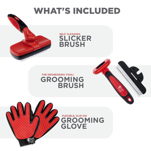 Complete Professional Pet Grooming Kit - Hair Removal Tool Brush Gloves, Self Cleaning Slicker Brush, Pro Grooming Comb