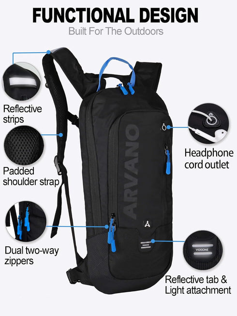 Hydration Backpack with 2L TPU BPA Free Water Bladder - Lightweight Daypack for Biking, Skiing, Running, Hiking