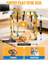 Grevigily 23.6"x 23.6" 12 Puppy Play Gym for Small Dogs, Large Indoor Dog Jungle Gym with Hanging Toys& Non-Slip Pads