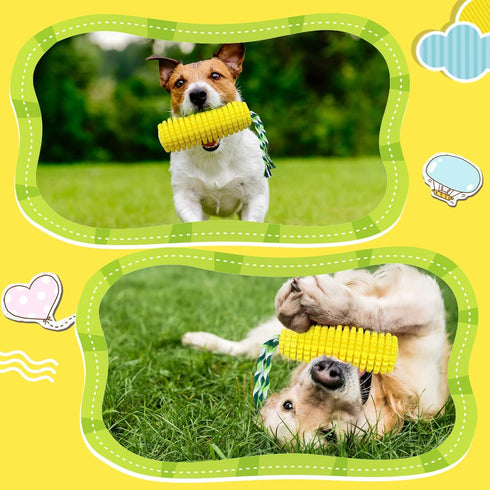 Sumind Dog Tough Corn Toys for Aggressive Chewers, Indestructible Squeaky Toothbrush Interactive Toys for Small Medium